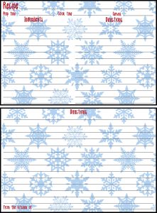 Holiday Recipe Card 4x6 Blue Snowflakes Preview
