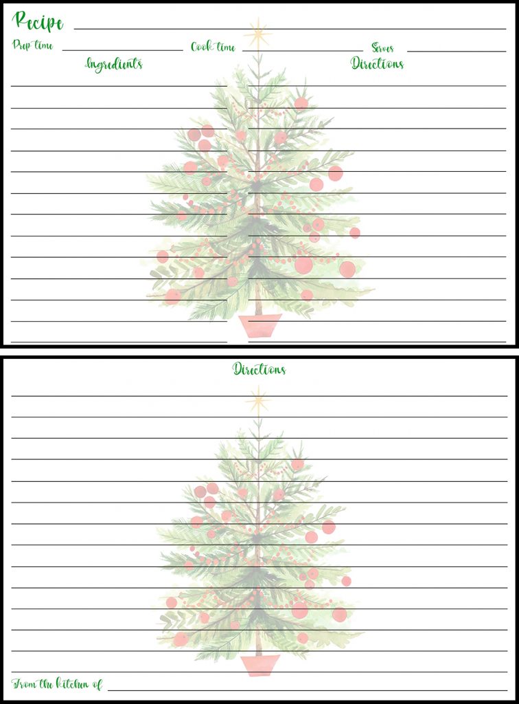 Holiday Recipe Card 4x6 Christmas Tree Preview