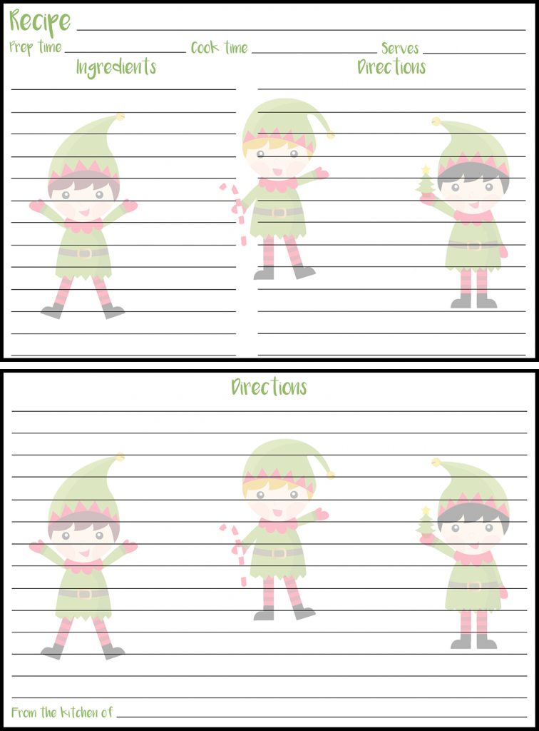 Holiday Recipe Card 4x6 Elves Preview