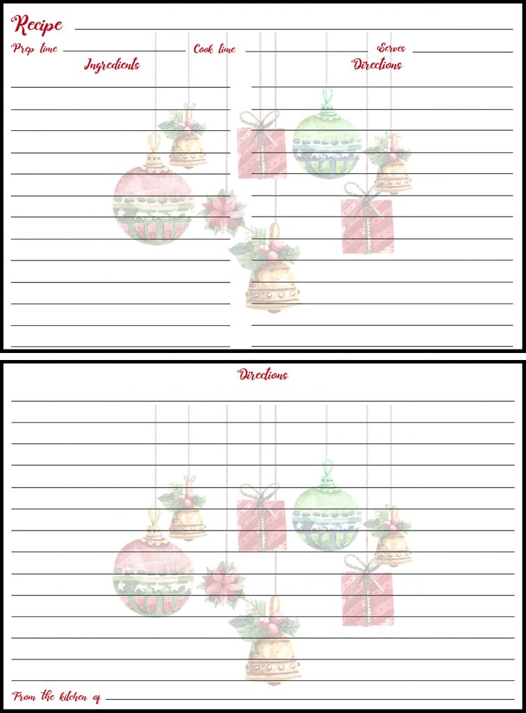 Holiday Recipe Card 4x6 Ornaments Preview