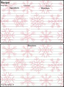 Holiday Recipe Card 4x6 Red Snowflakes Preview