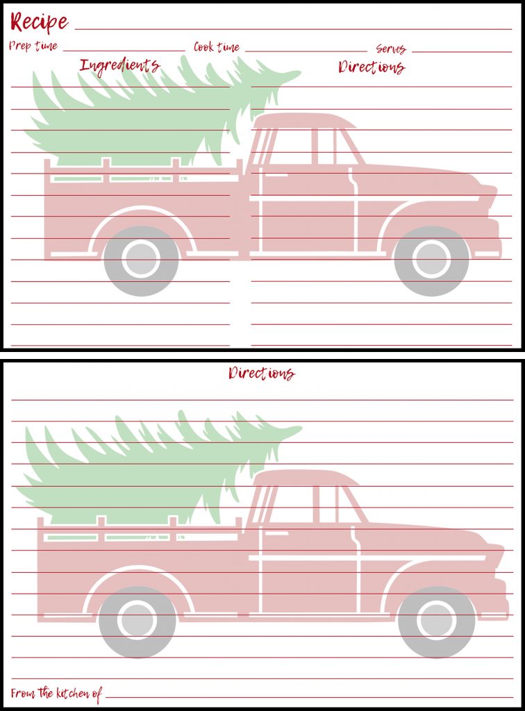 Holiday Recipe Card 4x6 Red Truck Preview