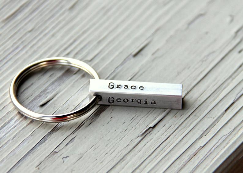 Metal Name Keychain for Dad whiteliliedesigns on Etsy