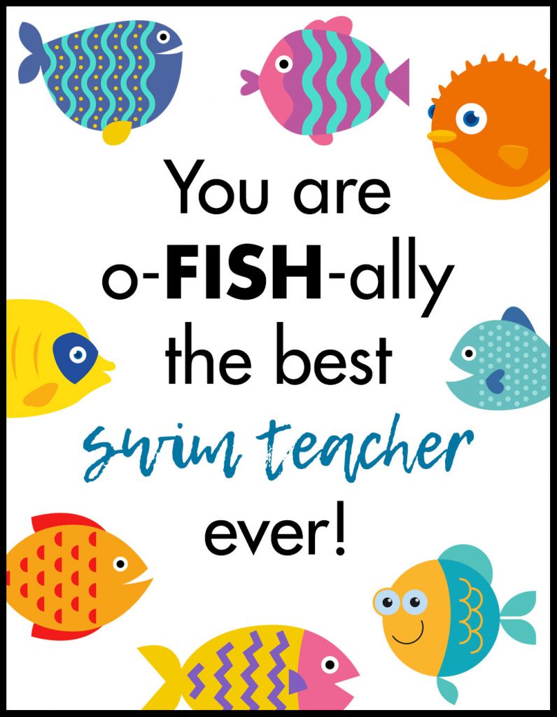 Ofishally Swim Teacher A2 Card Flat With Border A