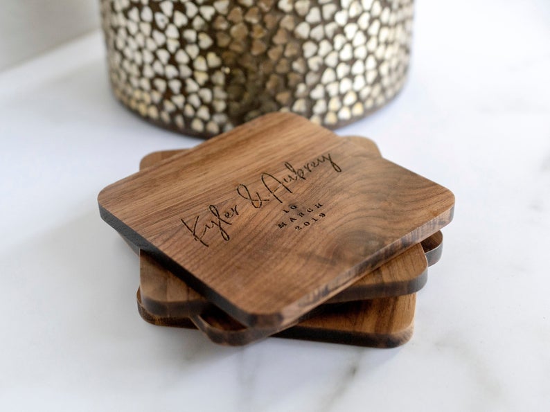 Personalized Wooden Coasters CopperFoxCompany on Etsy