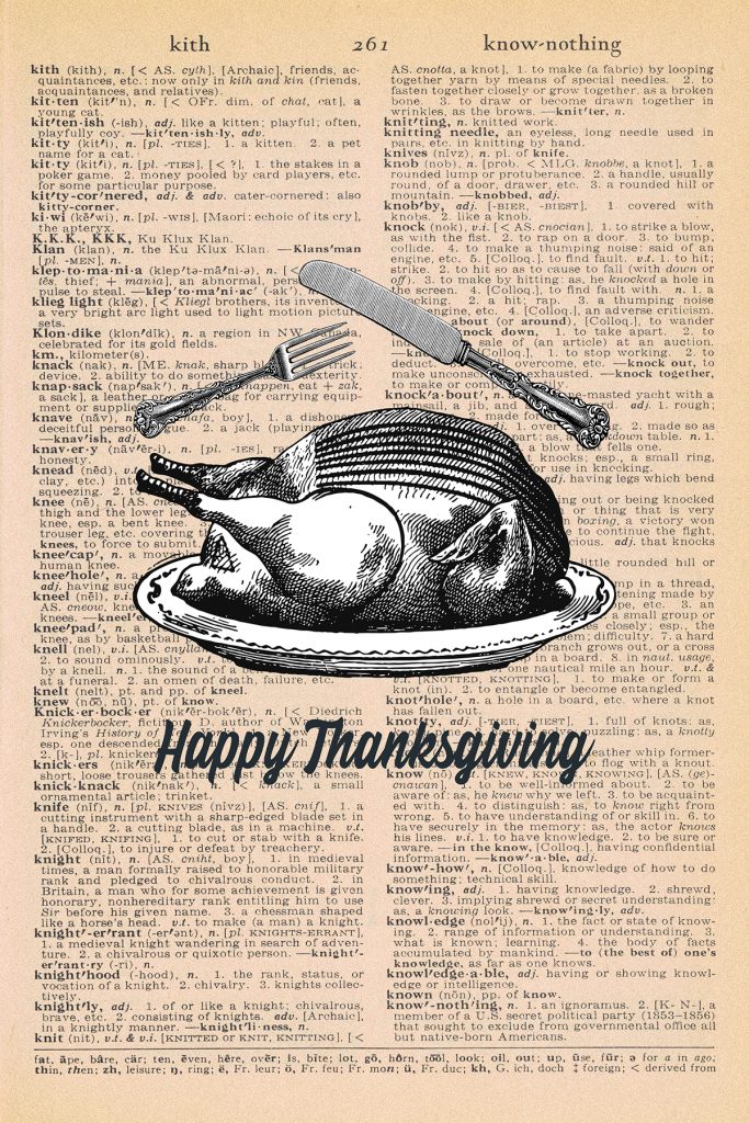 Printable Thanksgiving Dictionary Page Cooked Turkey