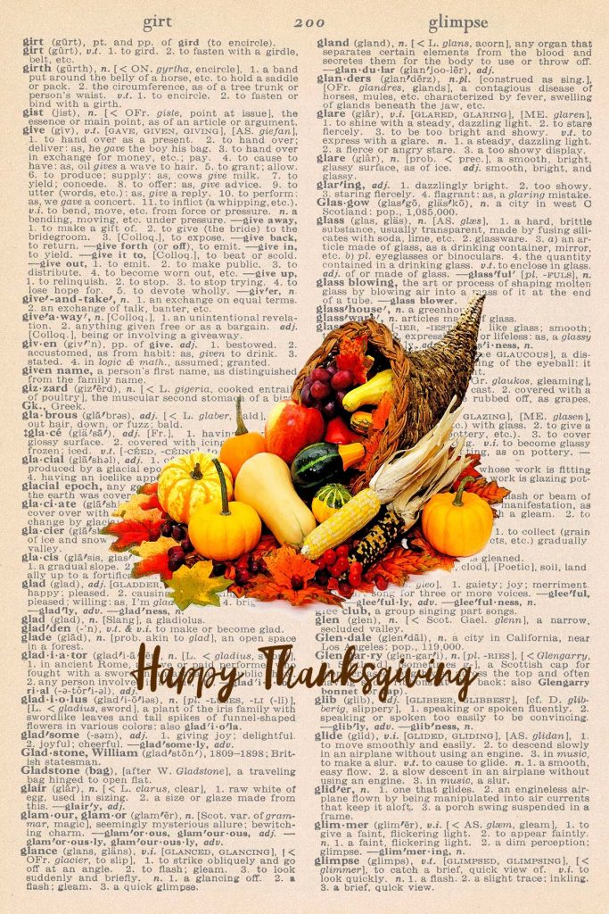 Printable Thanksgiving Dictionary Page Cornucopia