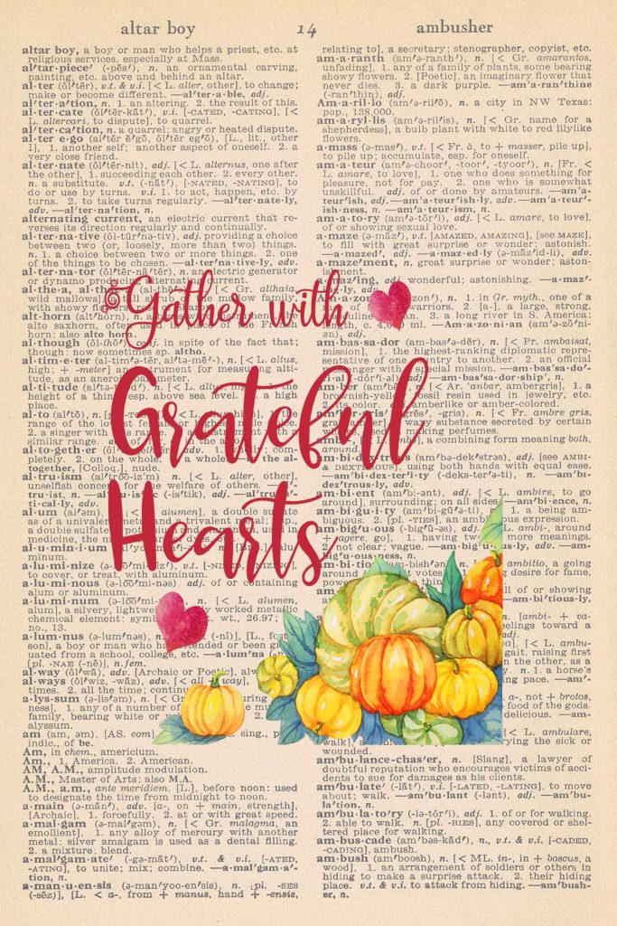 Printable Thanksgiving Dictionary Page Gather With Grateful Hearts