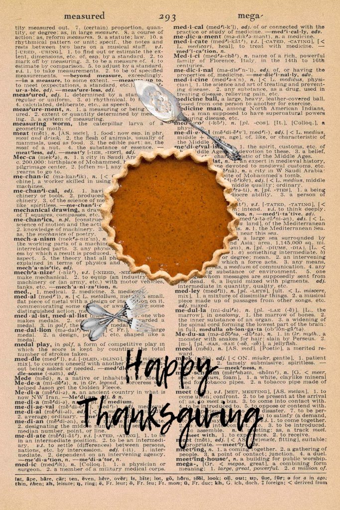 Printable Thanksgiving Dictionary Page Pie