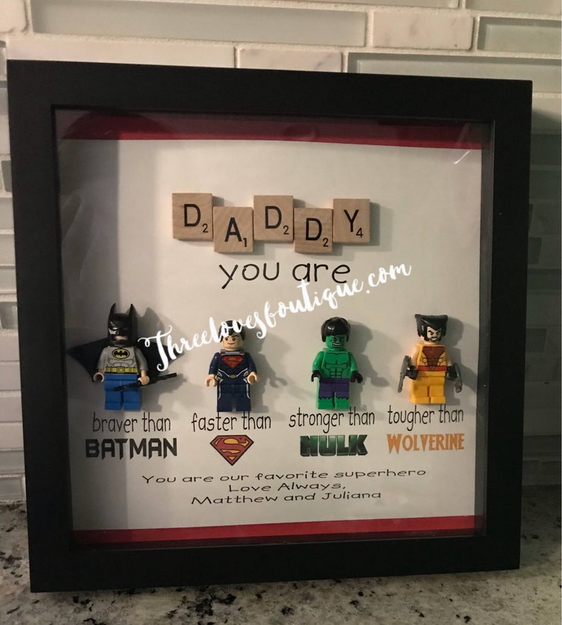 Superhero Dad Picture Frame Mythreelovesboutique on Etsy