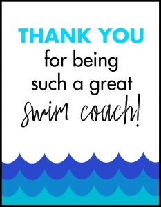 Thank You Swim Coach A2 Card Flat With Border