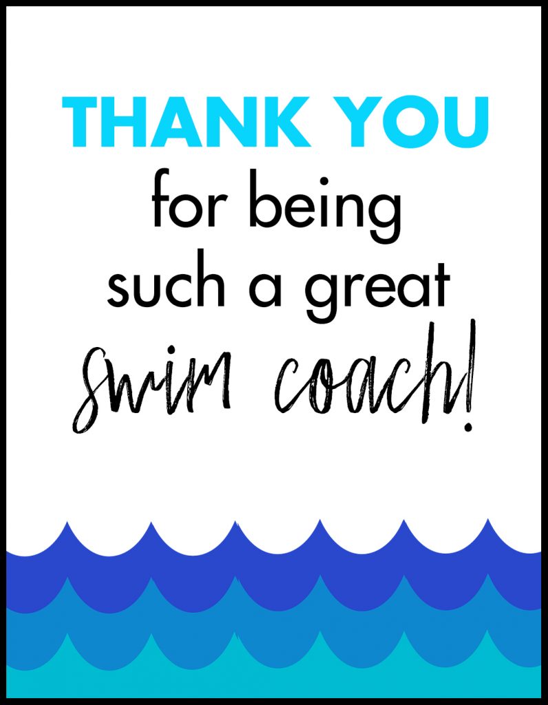 Thank You Swim Coach A2 Card Flat With Border