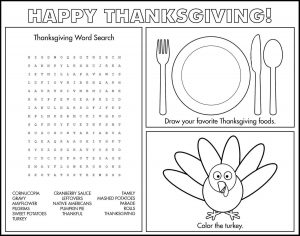 Thanksgiving Game Placemat II