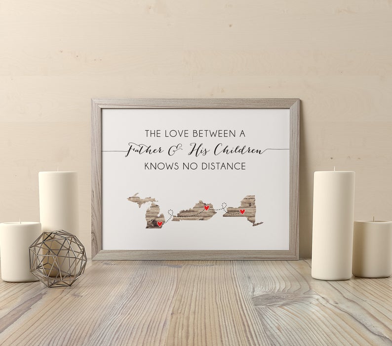 The Love Between a Father and His Children Knows No Distance Print BethKateDesigns on Etsy