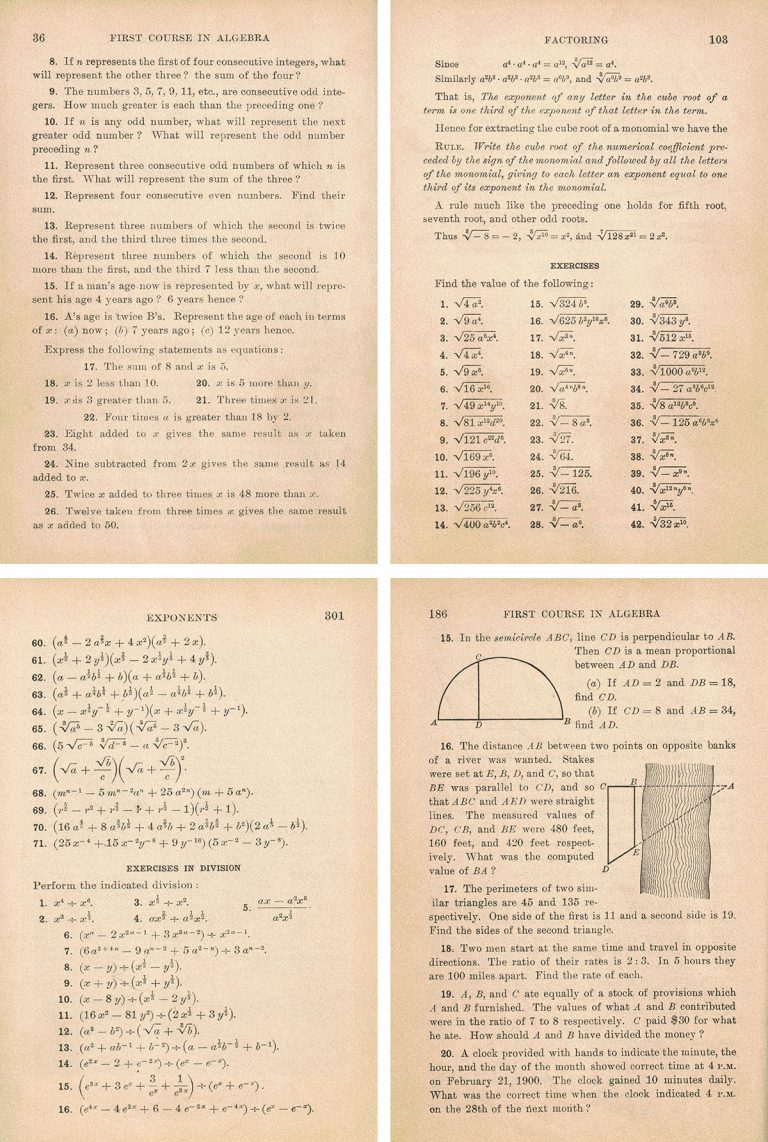 Free Vintage Algebra Textbook Pages and Illustrations • Rose Clearfield