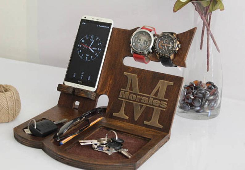 Wooden Docking Station Phone Stand WeddingPuzzleShop on Etsy