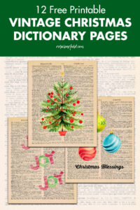 12 Free Printable Vintage Christmas Dictionary Pages