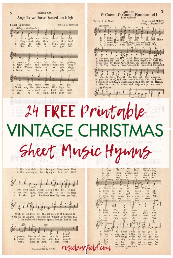 24 Printable Vintage Christmas Sheet Music Hymns