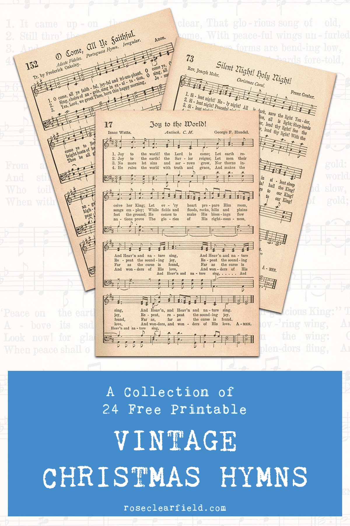 Free Printable Vintage Christmas Sheet Music Hymns Rose Clearfield
