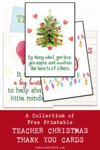 A Collection of Free Printable Teacher Christmas Thank You Cards