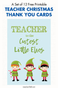 A Set of 12 Free Printable Teacher Christmas Thank You Cards