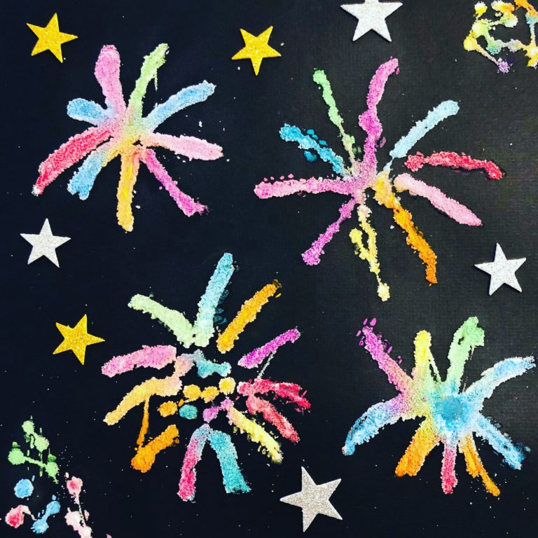 Fireworks Salt Painting Glitter on a Dime