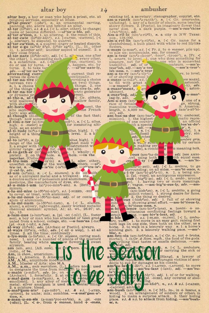 Free Christmas Dictionary Page Printable Elves Tis the Season Preview