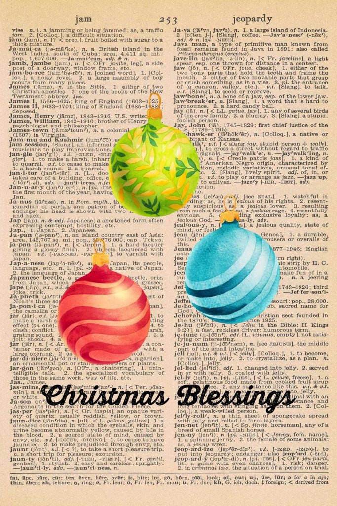 Free Christmas Dictionary Page Printable Ornaments Preview