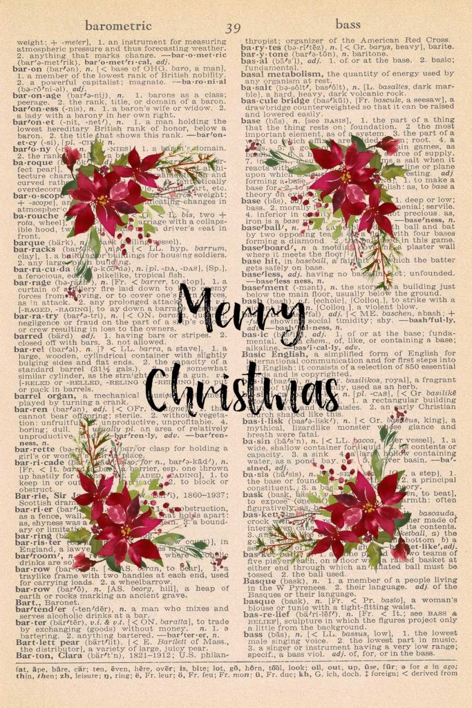 Free Christmas Dictionary Page Printable Poinsettias Preview