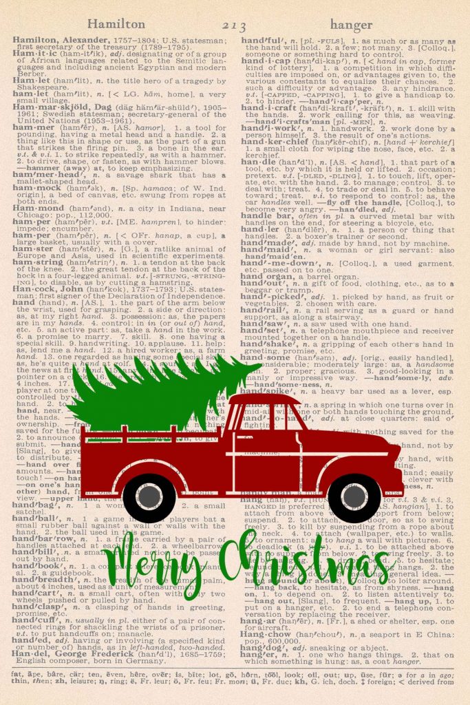 Free Christmas Dictionary Page Printable Truck With Tree Preview