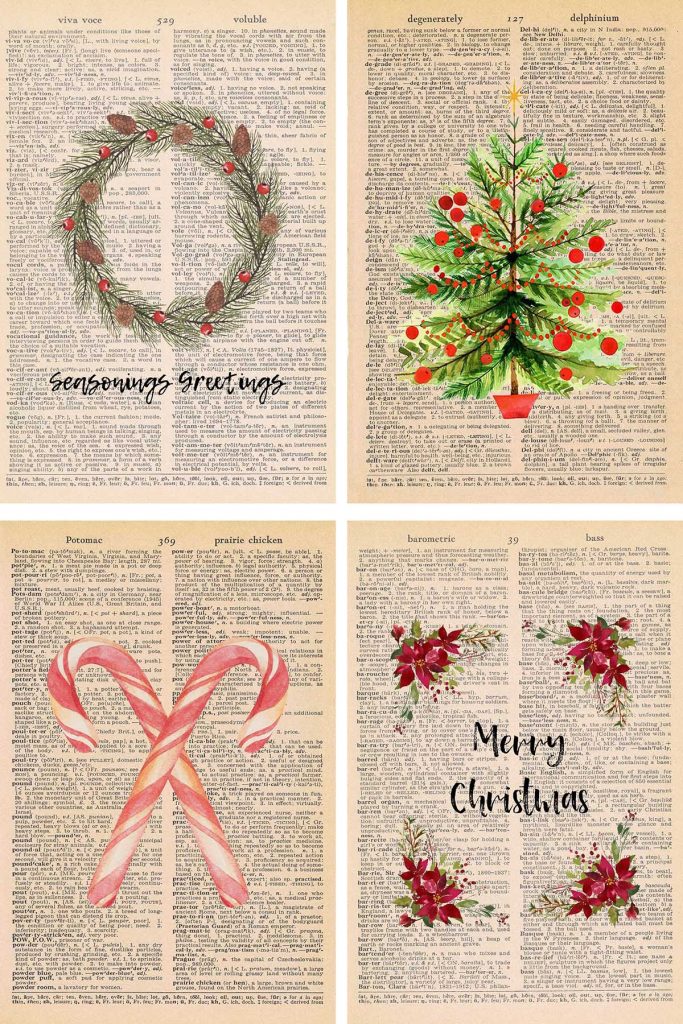 Free Christmas Dictionary Page Printables Collage