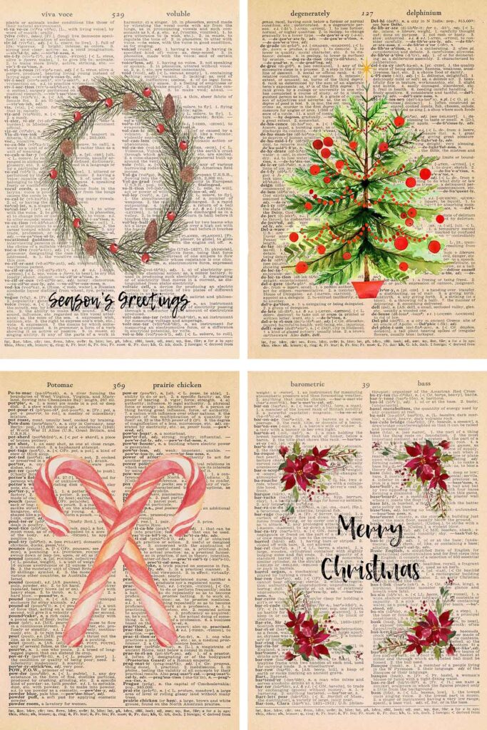 Free Christmas Dictionary Page Printables Collage