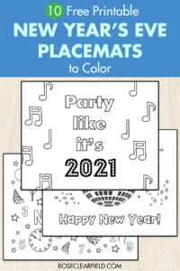 10 Free Printable New Year's Eve Placemats to Color