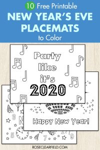 Free Printable New Year's Eve Placemats to Color