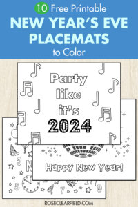 Free Printable New Year's Eve Placemats to Color