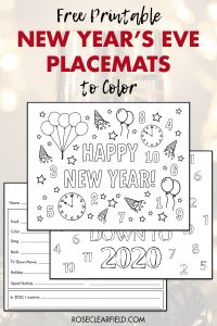 Free Printable New Year's Eve Placemats to Color
