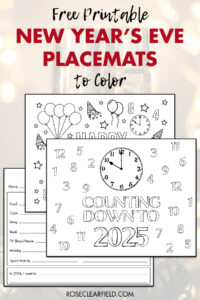 Free Printable New Year's Eve Placemats to Color 2025