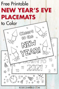 Free Printable New Year's Eve Placemats to Color