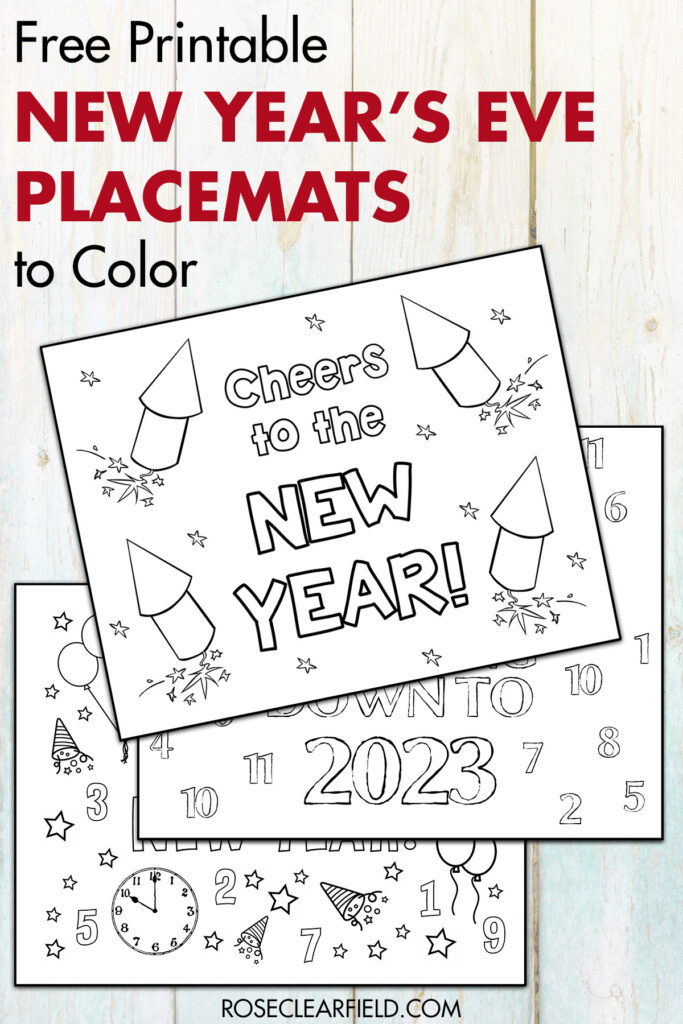 Free Printable New Year's Eve Placemats to Color