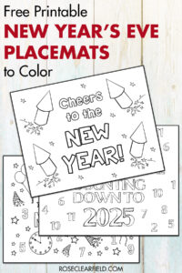 Free Printable New Year's Eve Placemats to Color