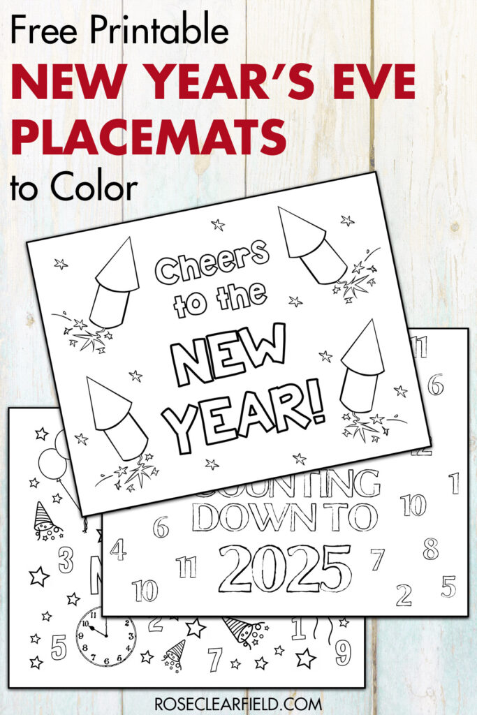 Free Printable New Year's Eve Placemats to Color