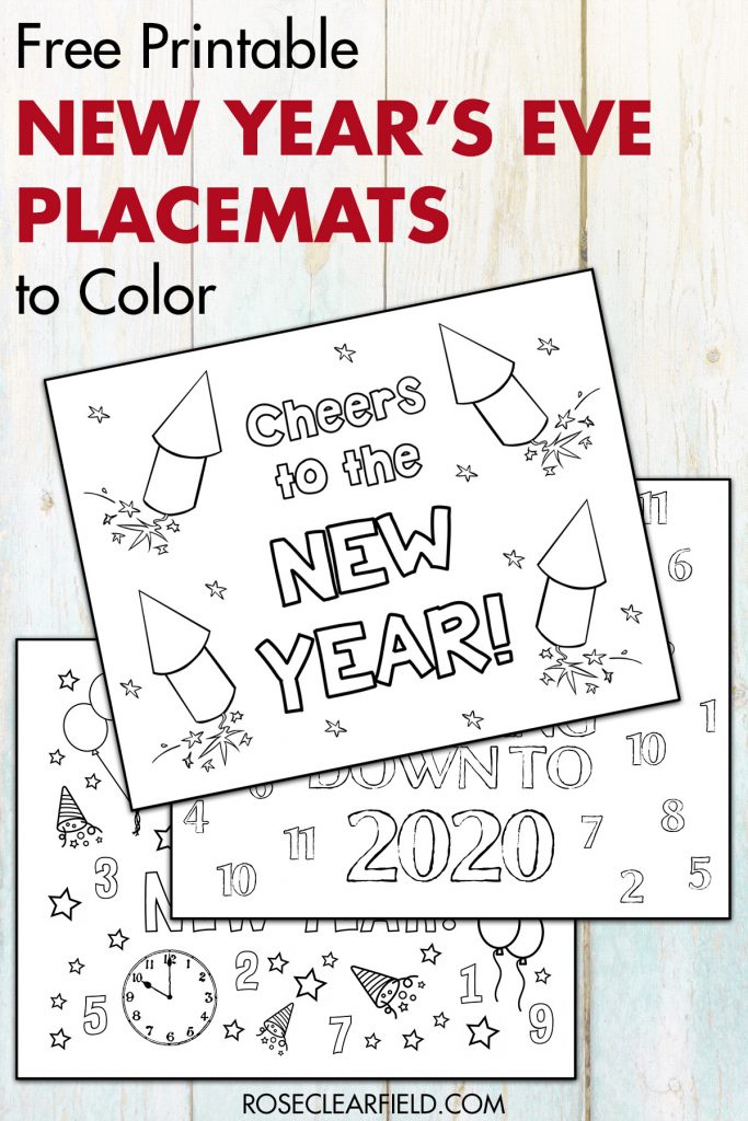 Free Printable New Year's Eve Placemats to Color