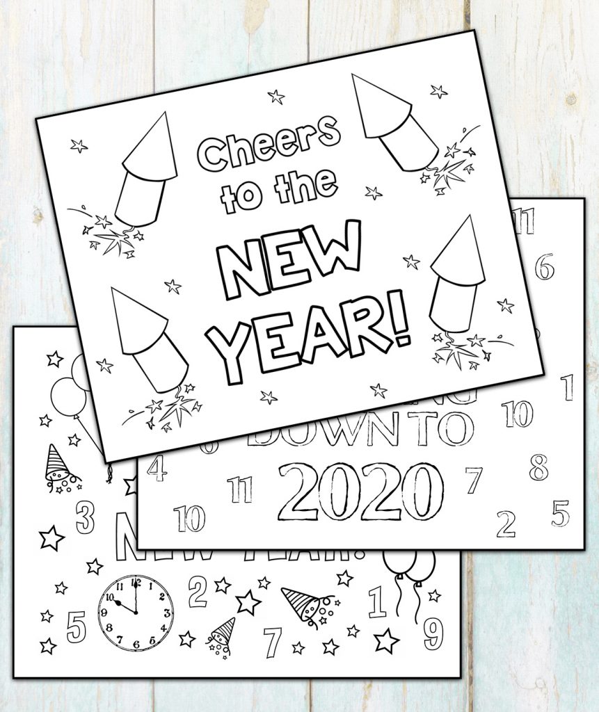 Free Printable New Year's Eve Placemats to Color