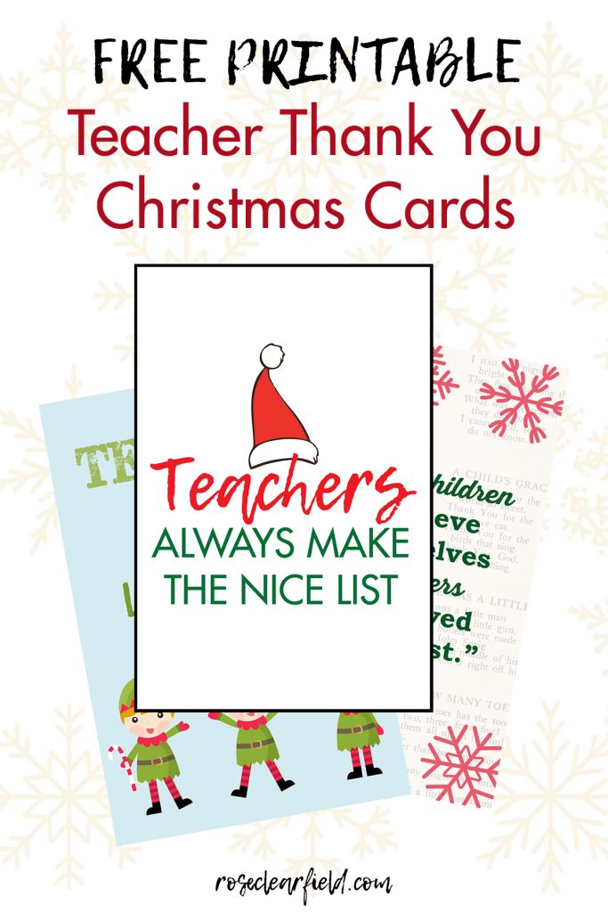 Thank You Christmas Cards Printables