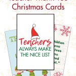 Free Printable Teacher Thank You Christmas Cards