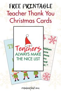 Free Printable Teacher Thank You Christmas Cards