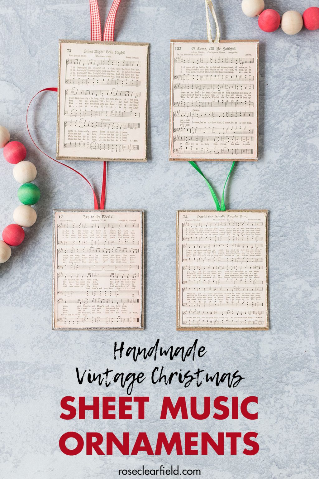 Handmade Vintage Christmas Sheet Music Ornaments • Rose Clearfield