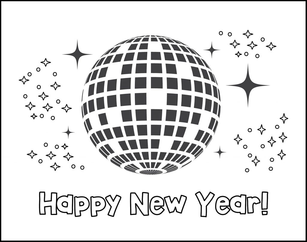 Happy New Year Disco Ball Printable New Year's Eve Placemat