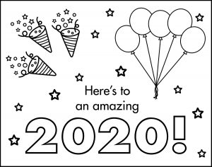 Here's to an Amazing 2020 New Year's Eve Placemat to Color