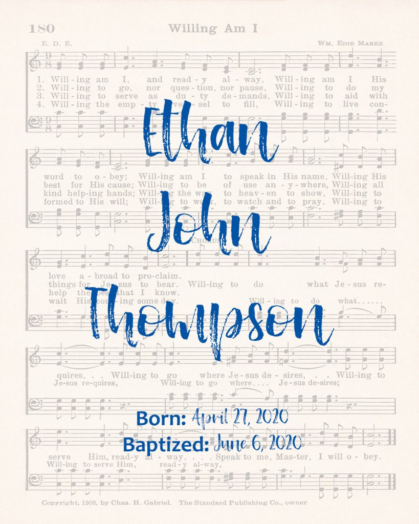 Baptism Custom Name Sheet Music Wall Art